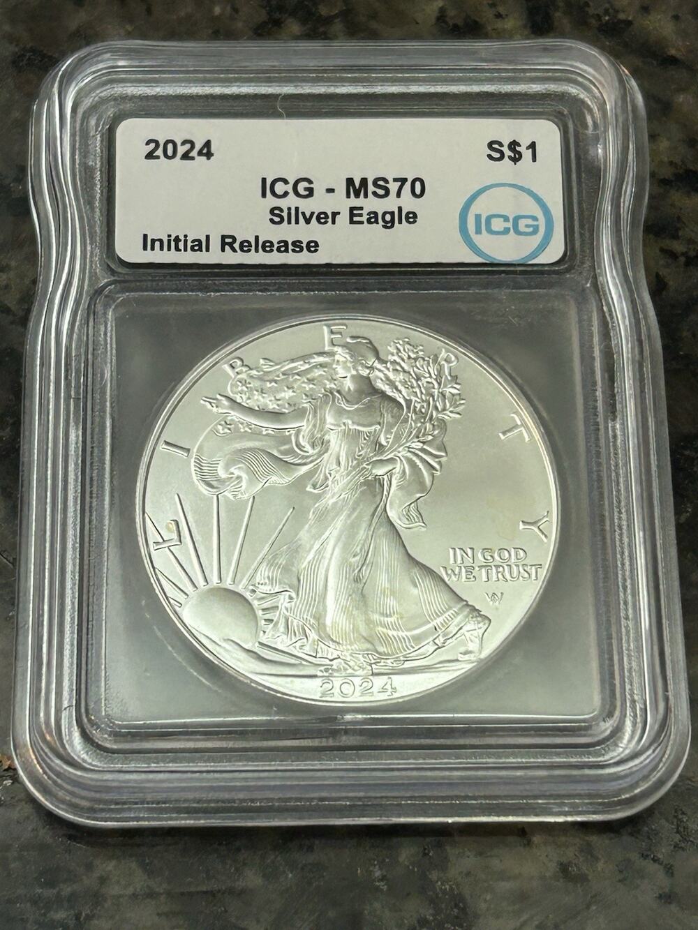 2024 American Silver Eagle, Initial release certified ICG MS70 slab